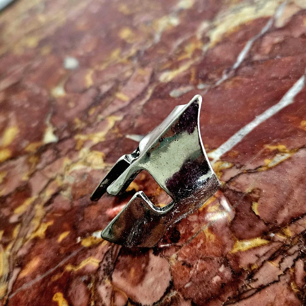 Silver Spartan Warrior Ring with Detailed Craftsmanship - Picture 2 of 4